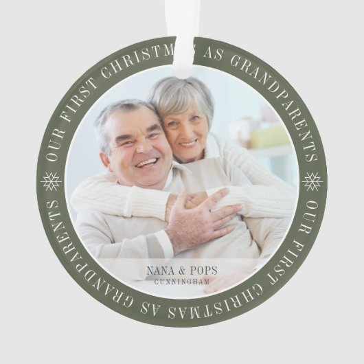 Onze eerste kerst als grootouders Moderne foto Ornament (achterkant)