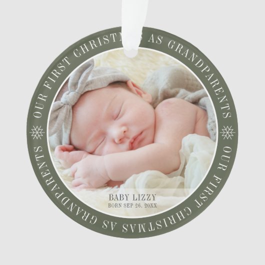 Onze eerste kerst als grootouders Moderne foto Ornament (voorkant)