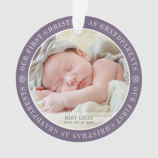 Onze eerste kerst als grootouders Moderne foto Ornament (voorkant)