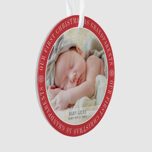 Onze eerste kerst als grootouders Moderne foto Ornament (voorkant)