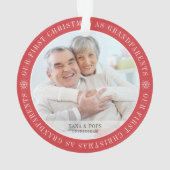 Onze eerste kerst als grootouders Moderne foto Ornament (achterkant)