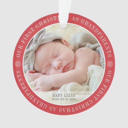 Onze eerste kerst als grootouders Moderne foto Ornament (voorkant)
