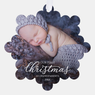 Onze eerste kerst als grootouders ornament kaart