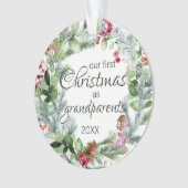 Onze eerste kerst als grootouders Pine Berries Ornament (voorkant)