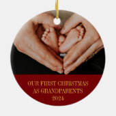 Onze eerste kerst als grootouders Religieuze Kunst Keramisch Ornament (Achterkant)
