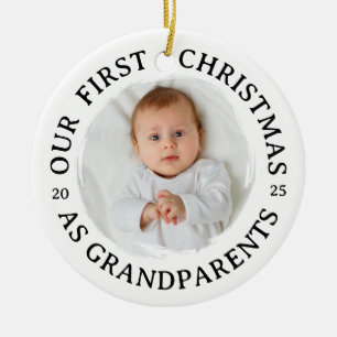 Onze eerste kerst als grootouders - Ronde foto Keramisch Ornament