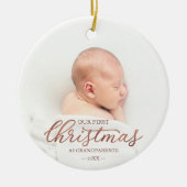 Onze eerste kerst als grootouders Roos Gold Foil Keramisch Ornament (Voorkant)