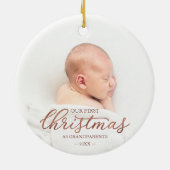 Onze eerste kerst als grootouders Roos Gold Foil Keramisch Ornament (Achterkant)