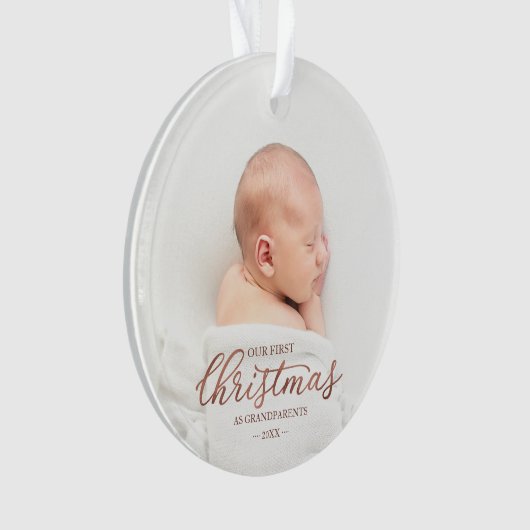 Onze eerste kerst als grootouders Roos Gold Foil Ornament (voorkant)