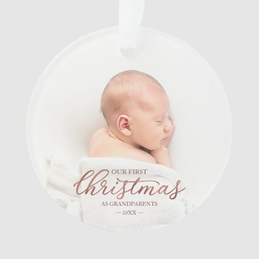 Onze eerste kerst als grootouders Roos Gold Foil Ornament (voorkant)