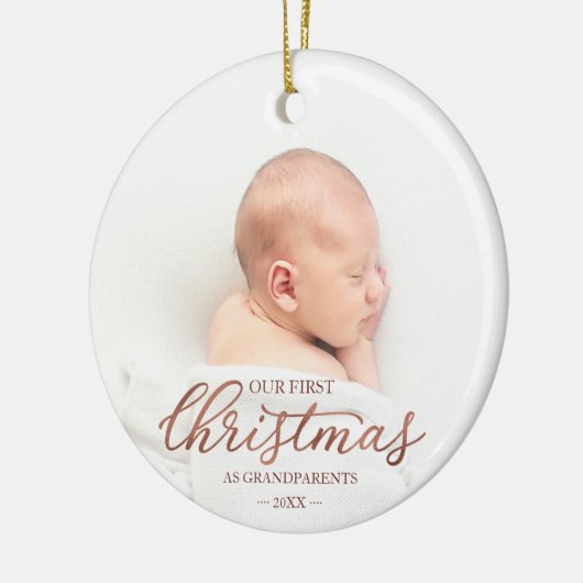 Onze eerste kerst als grootouders Rose Goud Folie Keramisch Ornament (Links)
