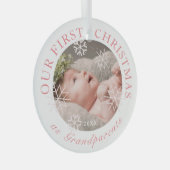 Onze eerste kerst als grootouders Roze foto Glas Ornament (Voorkant Rechts)