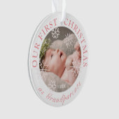 Onze eerste kerst als grootouders Roze foto Ornament (voorkant)