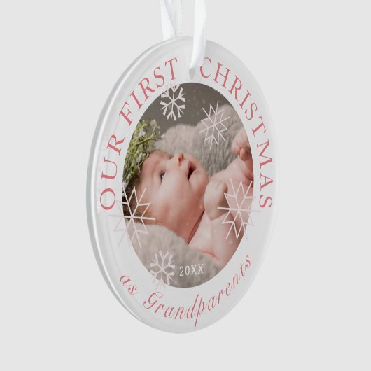 Onze eerste kerst als grootouders Roze foto Ornament (voorkant)