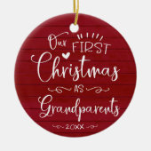 Onze Eerste Kerst Als Grootouders Schattig Rustiek Keramisch Ornament (Voorkant)