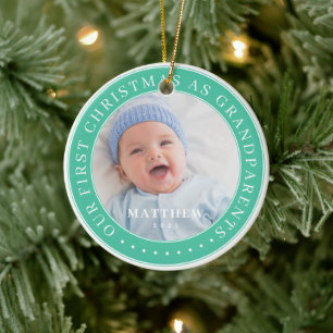 Onze eerste kerst als grootouders van moderne tijd keramisch ornament