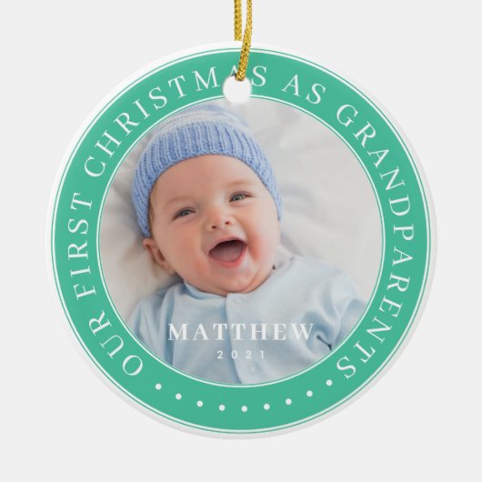 Onze eerste kerst als grootouders van moderne tijd keramisch ornament (Voorkant)