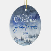 Onze eerste kerst als grootouders Waterverf Keramisch Ornament (Rechts)