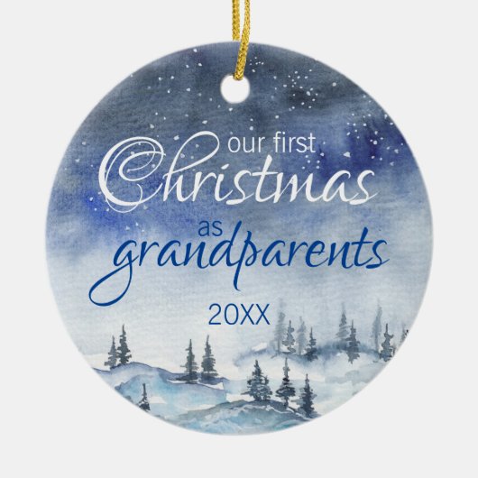 Onze eerste kerst als grootouders Waterverf Keramisch Ornament (Voorkant)