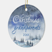 Onze eerste kerst als grootouders Waterverf Keramisch Ornament (Links)