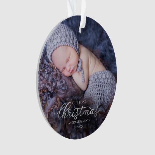 Onze eerste kerst als grootouders Zilver Foil Ornament (voorkant)