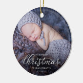 Onze eerste kerst als grootouders zilverfolie keramisch ornament (Links)