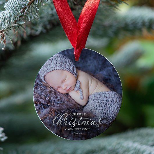 Onze eerste kerst als grootouders zilverfolie ornament