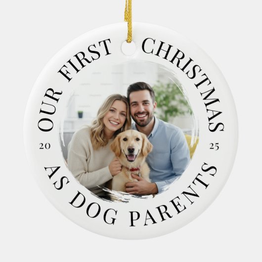 Onze eerste kerst als hondenouders keramisch ornament (Achterkant)