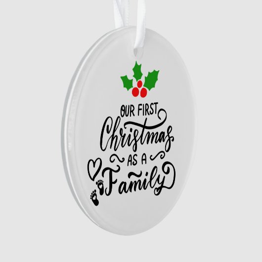 Onze eerste kerst als kerstgezin ornament (voorkant)