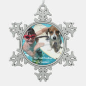 Onze eerste kerst als kerstversiering in boeddies tin sneeuwvlok ornament (Voorkant)