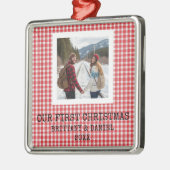 Onze Eerste Kerst Als Koppel Metalen Ornament (Links)