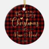 Onze eerste kerst als mam- en pap-boerderij keramisch ornament (Voorkant)