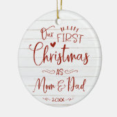 Onze eerste kerst als mam- en pap-boerderij keramisch ornament (Links)