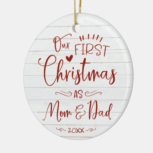 Onze eerste kerst als mam- en pap-boerderij keramisch ornament (Links)