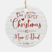 Onze eerste kerst als mam- en pap-boerderij keramisch ornament (Achterkant)