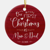 Onze eerste kerst als mam- en pap-boerderij keramisch ornament (Voorkant)
