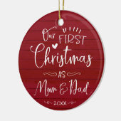 Onze eerste kerst als mam- en pap-boerderij keramisch ornament (Links)