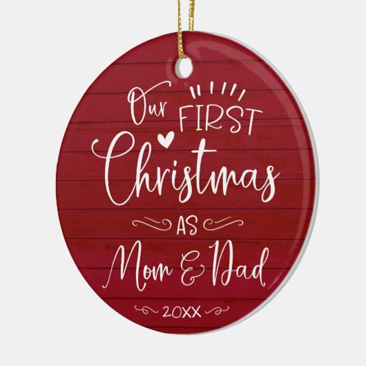 Onze eerste kerst als mam- en pap-boerderij keramisch ornament (Links)