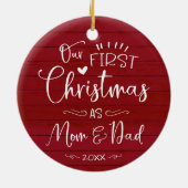 Onze eerste kerst als mam- en pap-boerderij keramisch ornament (Achterkant)