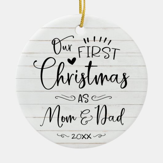 Onze eerste kerst als mam- en pap-boerderij keramisch ornament (Voorkant)