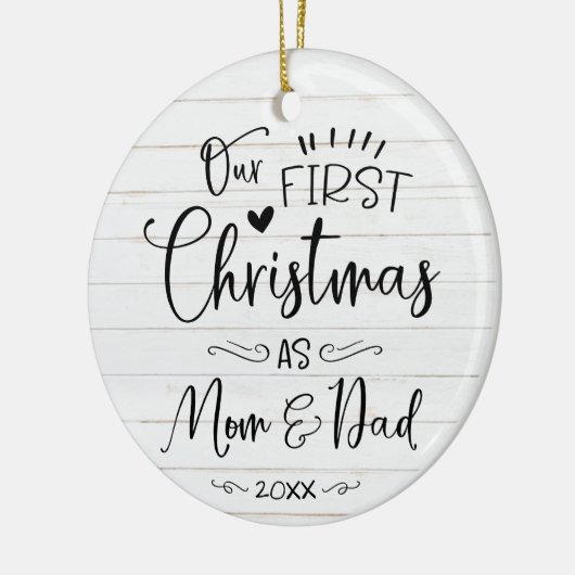 Onze eerste kerst als mam- en pap-boerderij keramisch ornament (Links)