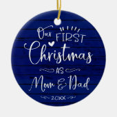 Onze eerste kerst als mam- en pap-boerderij keramisch ornament (Voorkant)