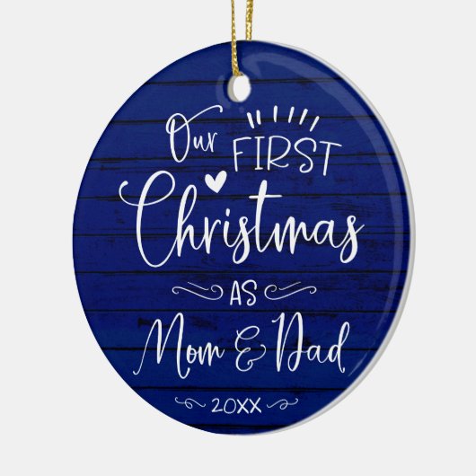 Onze eerste kerst als mam- en pap-boerderij keramisch ornament (Links)