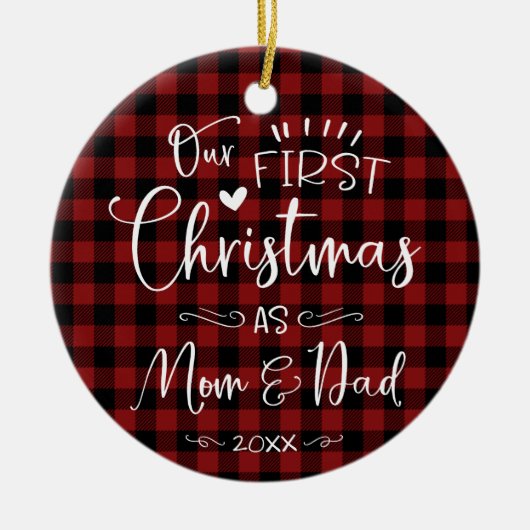 Onze eerste kerst als mam- en pap-boerderij keramisch ornament (Voorkant)