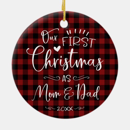 Onze eerste kerst als mam- en pap-boerderij keramisch ornament (Achterkant)