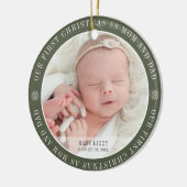 Onze eerste kerst als mam & pap Modern twee foto Keramisch Ornament (Links)