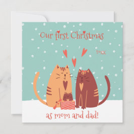 Onze eerste kerst als mama en papa. Cute Cats Feestdagenkaart