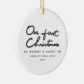 Onze eerste kerst als mama en papa Elegant Keramisch Ornament (Rechts)