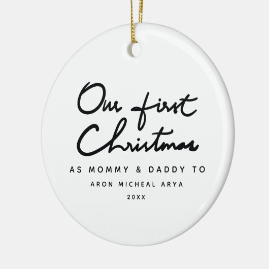 Onze eerste kerst als mama en papa Elegant Keramisch Ornament (Links)