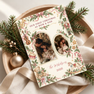 Onze eerste kerst als mama en papa foto feestdagenkaart